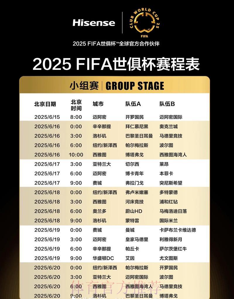 FIFA世界杯全程赛事时间表大公开